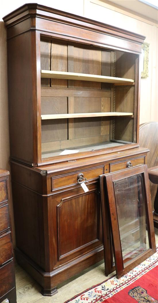 A 19th century French flame-mahogany bookcase W.130cm